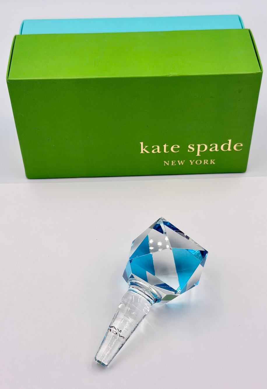LENOX Kate Spade New York Faceted JULES POINT Blue Crystal Bottle Stopper